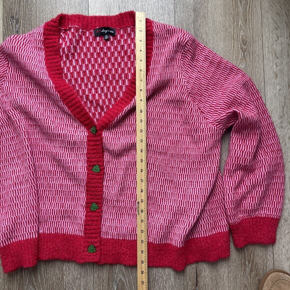 33 Degrees Christmas Cardigan Knit Sweater Plus Size 3XL Red Boxy Sparkle Button - Picture 6 of 10